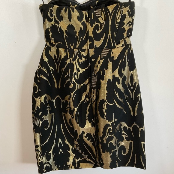 ✅ SOLD ✅ H&M Dress Strapless Cocktail Size 6 Gold Black Mini 80’s Style - Picture 5 of 9